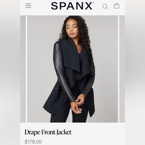 Leather and suede drape front black jacket. Size large